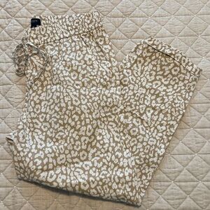 J.Crew Factory linen-cotton blend cheetah drawstring pant